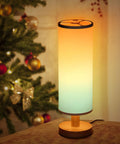 Smart RGB Table Lamp With Dimmable Warm To Cool White Light Remote And App Control Alexa Compatible Nightstand Lamp for Bedroom and Living Room next to Christmas tree