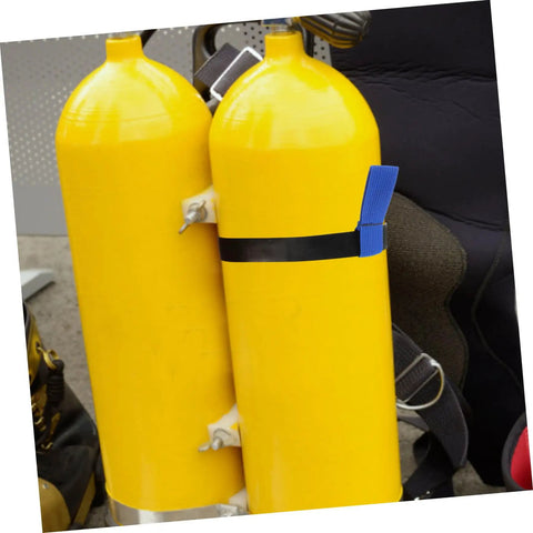 Scuba Tank Holder Strap For Dive Gear Neoprene Retention Belt Keeps Decompression Tanks Secure And Stable Outdoor Diving Accessory With Durable Tank Ring Attachment on yellow tanks