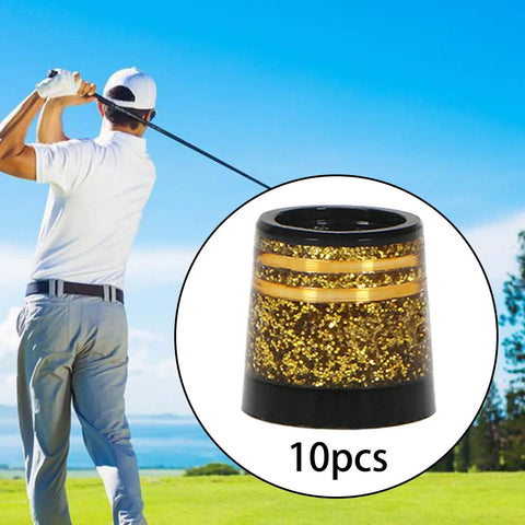 10 Pack Tapered Golf Iron Ferrules Glitter Inner Gold Finish 0.370 Sleeve For Tapered Shaft Wedge Iron Club Repair Parts