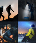 Led Light For Knit Beanie Hat With Hands Free Headlamp Rechargeable Battery Three Brightness Modes on hikers at dusk