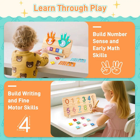 TOT APPROVED INTERACTIVE NUMBER BLOCKS WITH TALKING FEATURES SMOOTH MONTESSORI FINGER COUNTING MATH TOY SET for toddlers learning math.