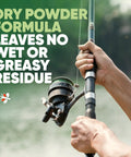 Insect Repellent Aerosol With Dry Non Greasy Formula And 25 Percent DEET for Long Lasting Protection; hands holding fishing rod.