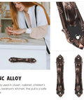 Old School Red Copper Door Handles Set For Wooden Doors And Cabinets, Thickened 138mm Pull Bars, shown up close and installed