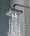 16 Inch Black Stainless Shower Arm Trim With One Half IPS Threads, Wall Mount Design For A Fresh Shower Upgrade, water flowing