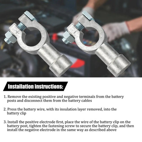 Top Shelf 2Pcs Lead Battery Connectors For Hot Rods Featuring Badass Corrosion Resistant Terminals, 2.6 inch size, battery installation.