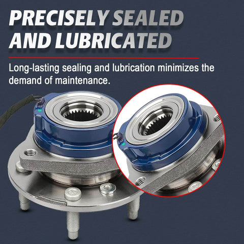 Close-up of sealed Front and Rear Wheel Hub Bearing Assembly Kit - Set of 4 for 2001-2005 Pontiac Aztek & Montana