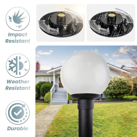Spring Wing Clamp Hardware Kit For Post Top Replacement, showing outdoor lamp post globe and impact-resistant features