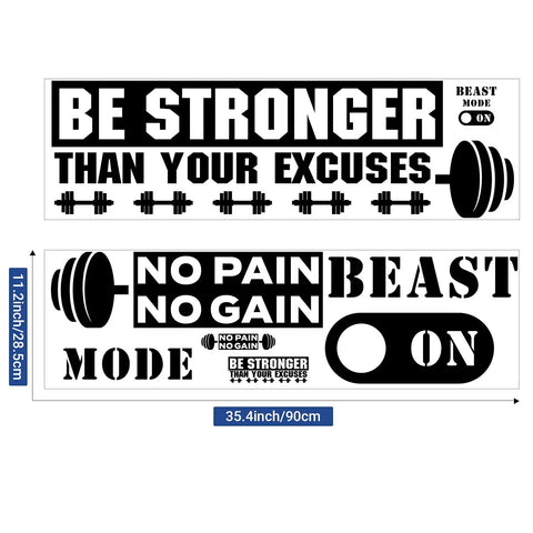 Three Piece Gym Wall Decal Be Stronger Than Your Excuses No Pain No Gain Beast Mode Inspirational Quotes Vinyl Wall Art