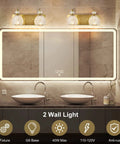 Two Light Brushed Gold Vanity Light Fixtures For Bathroom Over Mirror With Crystal Orb Shades Modern Glam Vanity Lighting Above Sink Premium Crystal Accents 13.8 Inch Long Durable Brass Base