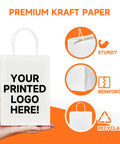 500 Pack Custom Printed Kraft Paper Bags For Small Biz With Logo Brown White Shopping Bags With Handle Personalized Gift Bags