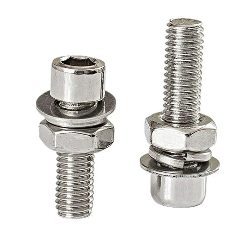 304 Stainless Steel M6 Hex Socket Head Cap Screws And Nuts Kit With Fifty Sets Of Matching Nuts And Cylindrical Bolts For Indoor And Outdoor Use Great For DIY Gear Projects Furniture Electronics And Mechanical Builds, two stainless M6 bolt and nut sets