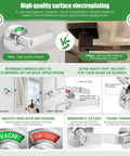 Rock Solid Zinc Alloy Bathroom Privacy Lock With Eye Catching Occupied Vacant Indicator 70Mm Lever Handle image showing features and comparison.