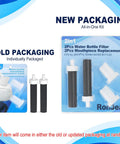 2In1 Water Bottle Filter And Mouthpiece Replacement Kit packaging comparison, showing old and new packaging design.