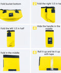 Step-by-step folding of Foldable 3.2 Gallon Water Bucket With Handle For Car Wash Camping Fishing And Beach Use Lightweight Durable