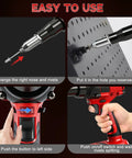 Gpaentsn Cordless Rivet Gun Compatible With Milwaukee M18 Tool Only 1/8 To 3/16 Inches Rivets, showing usage steps for easy operation.