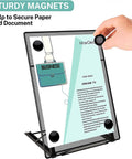 Desktop Document Holder For Typing And Hands Free Reading Foldable Paper Stand With Magnetic Buckles, Metal Mesh, Non-Slip Base