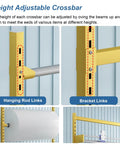 Height Adjustable Crossbar for Heavy Duty Floor Stand Bubble Wrap Dispenser showing rod and bracket links with white roll underneath.