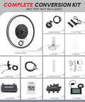 Beefed Up 750W Front Wheel Ebike Conversion Kit With 36V Battery For 20 To 24 Inch Bikes Includes 3 Mode Controller PAS LCD Display And Twist Throttle, components layout.