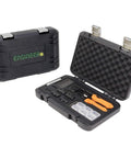 Handy Crimp Tool Kit With 3 Interchangeable Dies Versatile Universal Crimping Set in Orange Ultra Precise Terminal Crimper Case