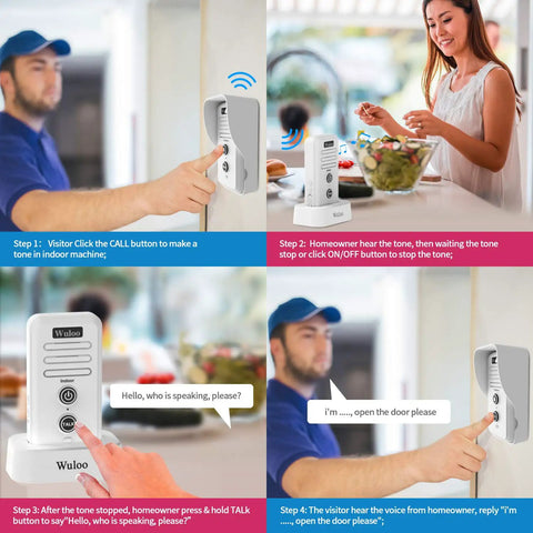 Step by step usage of Expandable Wireless Intercom Doorbell Chime For Home No Wiring Needed Easy Plug And Play Setup 2T2 Kit