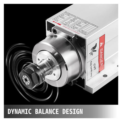 Top Shelf 4KW Air Cooled Spindle Motor With Er20 Er25 Collet For Cnc Milling And Engraving Machines 18000 Rpm close-up showing dynamic balance design.