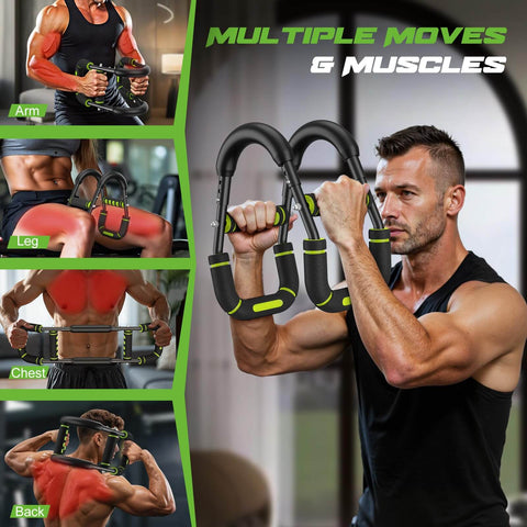 Man using Twister Arm Trainer for Men Premium Steel Frame with Adjustable Resistance in various workouts