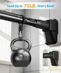 Adjustable Tension Curtain Rod No Drilling Extra Long 41 To 139 Inch Heavy Duty Black Anti Slip No Rust supporting 75 lb weight