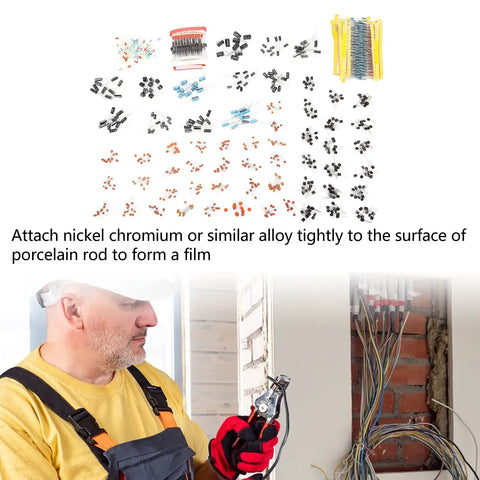 No Sweat Electronics Tinkerer Kit 1400 Piece Beginner Starter Pack, showing assorted resistors and capacitors neatly organized.