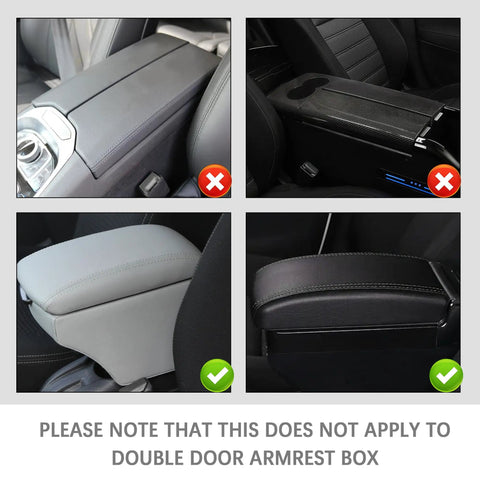 Patchwork Leather Center Console Covers For Cars With Side Storage Pocket And Car Seat Organizer Upgraded Arm Rest Middle Console Protector For Car Interior Stylish Patchwork Design In Purple showing compatible and incompatible console types