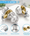 4 Pack Exterior Door Lock Set With Satin Nickel Knobs And Deadbolts, Keyed Alike Entry Door Lockset for front or back doors.