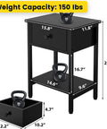 Totally Legit Nightstands Set of 2 with Deep Drawers, dimensions 11.8x15.8x22.3 inches, heavy duty wood, glossy black.