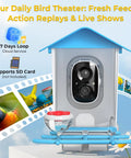 Solar Powered Bird Feeder With Camera For Backyard Watching 2K HD Live Streaming AI Species Recognition Motion Alerts