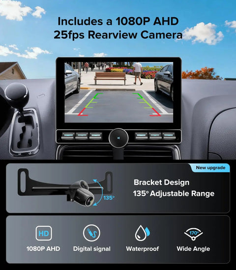 10 Inch QLED Car Stereo For Dodge Grand Caravan And Chrysler Town And Country Wireless CarPlay Android Auto Radio with rearview camera display