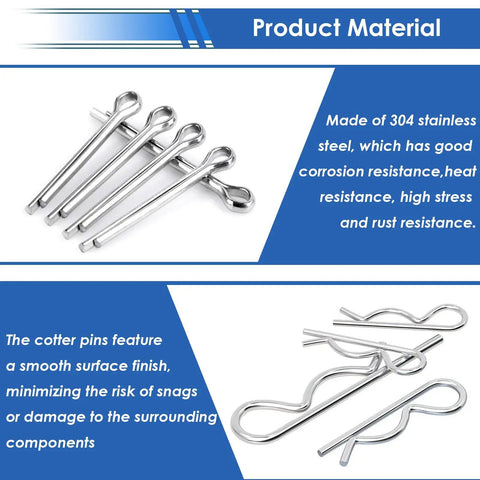 600 Piece 304 Stainless Steel Cotter Pins Kit With Hitch Pin Clips For Locking Systems A Handy Farm Tool And Tractor Implements That Makes A Great Workhorse Pin Kit For Quick Durable Solutions, 304 stainless cotter pins and hitch clips