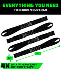 Image showing Soft Loop Tie Down Straps 4 Pack 1.6 Inch By 17 Inch Heavy Duty 5000 Lbs Break Strength Motorcycle Handlebar Straps