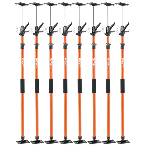 VEVOR cabinet jack support poles, 8-pack, steel telescoping rods 45.7–114.2 in, with top clamps and base feet.