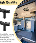 Interior of RV with Roof Vent Lift Arm Knob Kit K1140-09 For Manual Lift Systems, black knobs, and high-quality materials.
