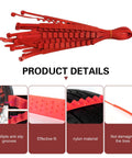 Hella Grippy Nylon Snow Chains For Passenger Car Tires, detailed view of red traction cables with anti-slip grooves.