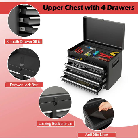 Heavy Duty Rolling Tool Chest With Lockable Casters And Adjustable Shelves Detachable Top Bin Saves Valuable Floor Space Ironclad Garage Organizer That Actually Holds Everything