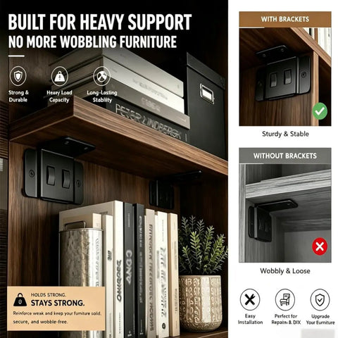 10 Pack Quick Fitting Furniture Joint Brackets L Shape Right Angle Corner Braces With Screws securing bookshelf.