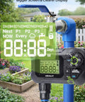 Automatic Drip Irrigation Kit With Garden Timer And Quick Connector Fifty Feet Of One Quarter Inch Tubing Easy Plug And Play Setup Simple Programmable Water Timer For Patio And Lawn display with garden background
