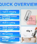 2 In 1 Rechargeable Bag Sealer With Cutter USB C Heat Sealer Resealer For Chips And Snacks Portable Grab And Go Pocket