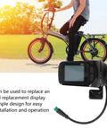 Dope Electric Bike LCD Display Meter Kit For Scooters And E Bikes with cable, shown next to a person on a folded bike.