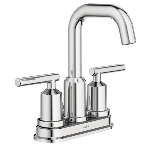 WS84228 Dope Chrome Finish Two Handle High Arc Bathroom Faucet With Mirror Shine Easy Four Inch Centerset Install Lever Temperature Control ADA Compliant Bathroom Fixture For Modern Homes