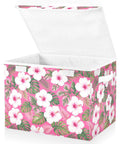 Super Slick Collapsible Storage Bin With Secure Velcro Lid And Tough As Nails Frame Handles For Hassle Free Bedroom Organization And Sweet Closet Solutions Smoothly Saves Space, floral design, 16.5 X 12.6 X 11.8 Inch, open lid