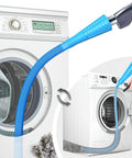 Two Piece Must Have Handy Dryer Vent Cleaner Kit With Vacuum Attachments For Lint Removal connected to dryer vent