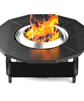 Surround Tabletop For Solo Stove Bonfire Ranger Two Point Zero And Mesa With UV Resistant Fabric Guard And Thick Black Metal Adjustable Fire Pit