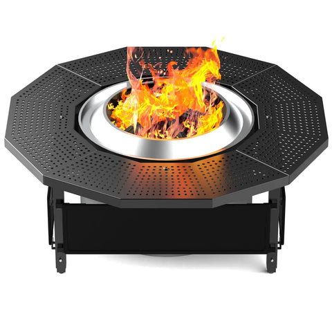 Surround Tabletop For Solo Stove Bonfire Ranger Two Point Zero And Mesa With UV Resistant Fabric Guard And Thick Black Metal Adjustable Fire Pit