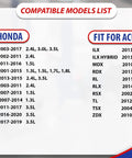 Chart showing compatible Honda and Acura models for Plug And Play ATF Automatic Transmission Filter Replacement 25430PLR003 0440382