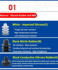 Material options for 5-Piece Mechanical Arm Vacuum Suction Cup Set For Robot Gripper Automation Tool with silicone and NBR.